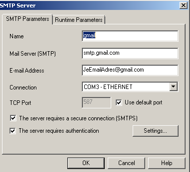 SMTP Server settings